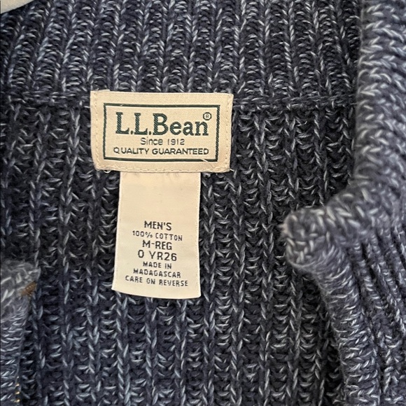 LL Bean Cardigan Zip Up Cotton Blue Size Medium - Picture 5 of 7